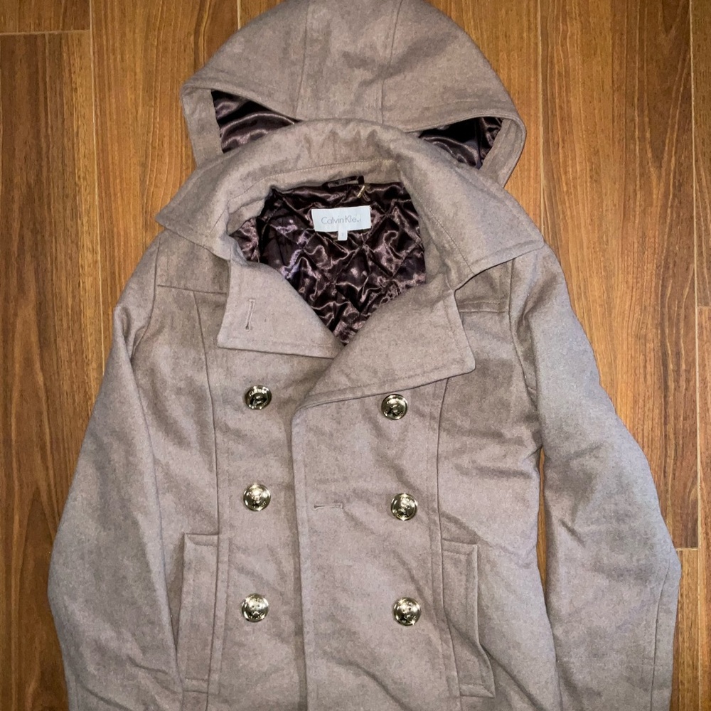 Calvin Klein Taupe Peacoat with Hood